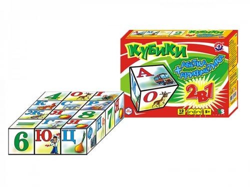 Кубики "Арифметика + Азбука ТехноК", 12 кубиків