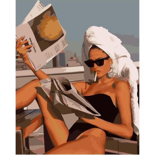 [0157] Картина по номерах 0157 ОРТ Гламурная девушка с газетой 40*50