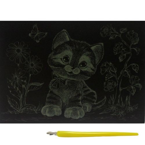 Гравюра "Gold Metallic: Кошеня з метеликом" (А5) Економ