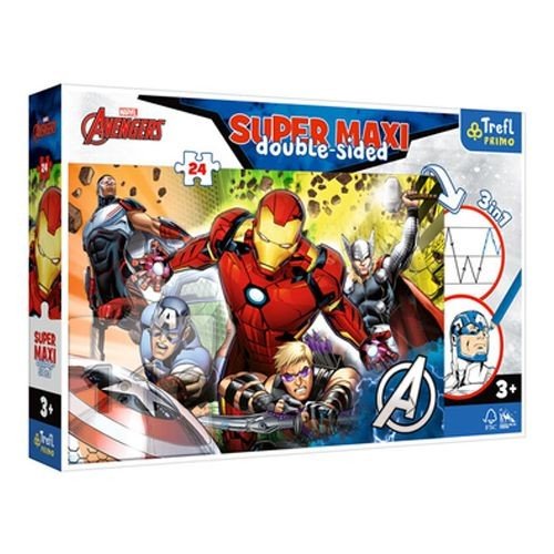 Пазли + розмальовка "Разом сильніші: Марвел, Месники", 24 елементи Super Maxi