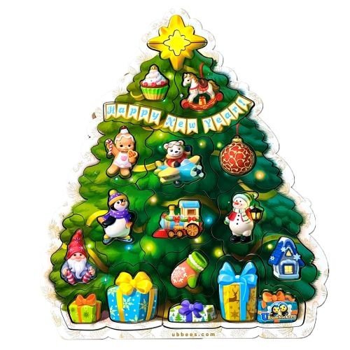 Пазл з підказкою "Новорічна ялинка"
