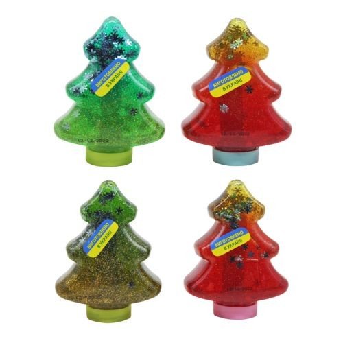 Слайм з блискітками "Ялинка", 130 г