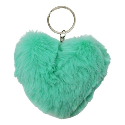 Брелок "Серце" хутряне, бірюзове