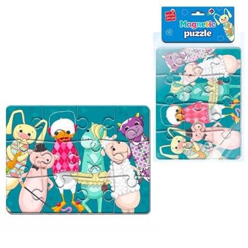 Мʼякі магнітні пазли "Звірята" (12 елем)