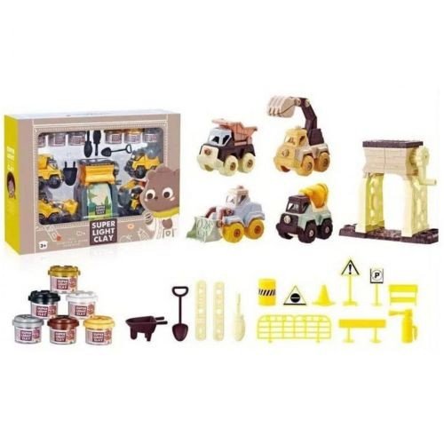 Тісто для ліплення CN 2617-1 будівельний майданчик, машинки-конструктори, 6 кольорів тіста, аксесуари, наліпки, в коробці