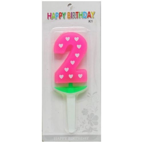 Свічка-цифра неон з сердечком "2" 5 см