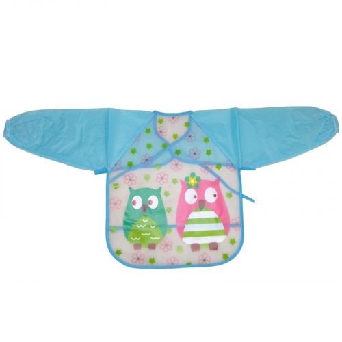 Слюнявчик із рукавами "Сови", блакитний