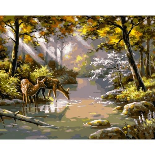 Картина по номерах "Лань біля водойми" 40x50 см