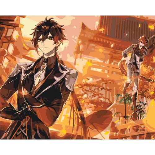 Картина по номерах "Аніме. Геншин Імпакт Чжун Лі і Тарталья" 40x50 см