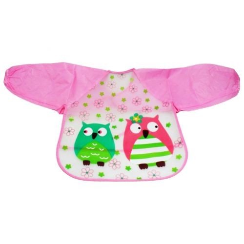 Слюнявчик із рукавами "Сови", рожевий