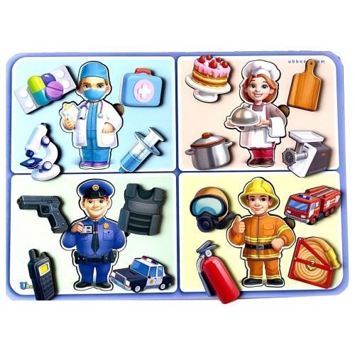 Деревʼяний пазл-вкладиш "Професії "
