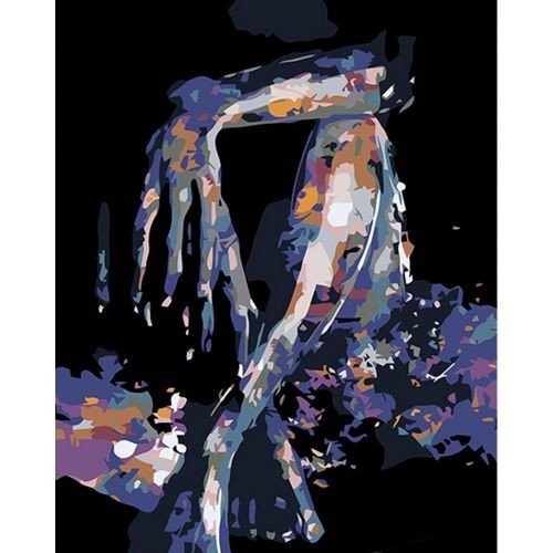 Набір для розпису по номерах Дівчина в тіні Strateg на чорному фоні розміром 40х50 см (AH1038)