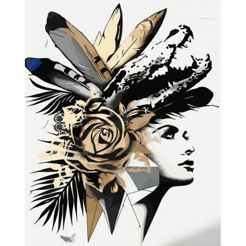 Набір для розпису по номерах Композиція на голові Strateg розміром 40х50 см (GS1430)