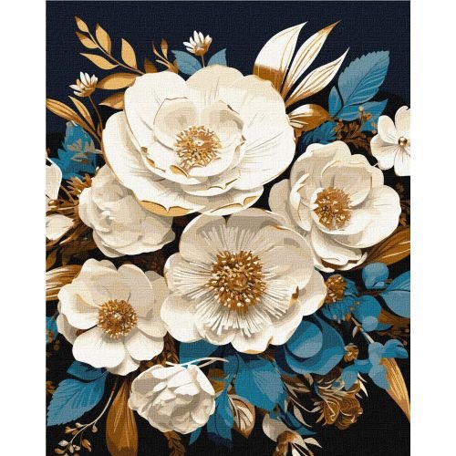 Набір для розпису по номерах. "Біла симфонія з фарбами металік extra" 40х50см