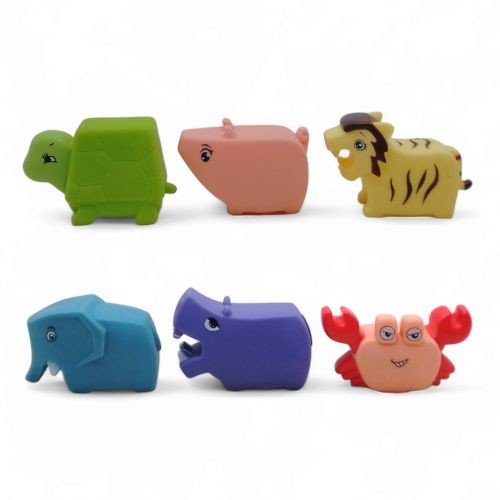 Набір для ванни Пискавки 6 штук, гумові, тваринки, в пакеті