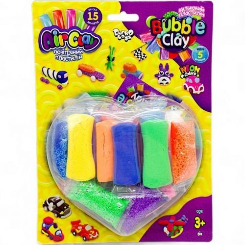 Пластиліну Air Clay+Bubble Clay блістер неон