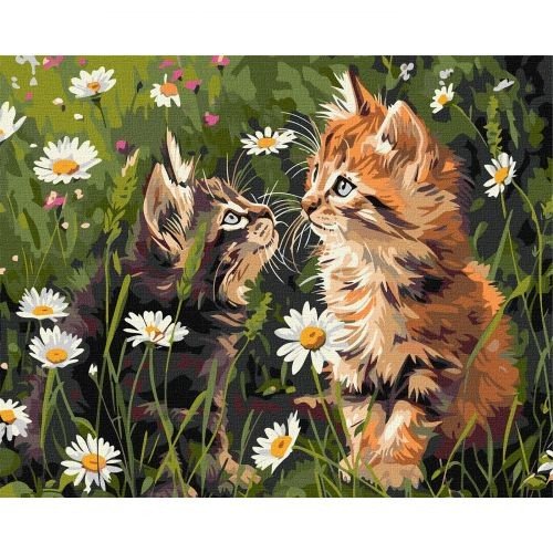 Набір для розпису по номерах "Котики у квітах" 40х50см