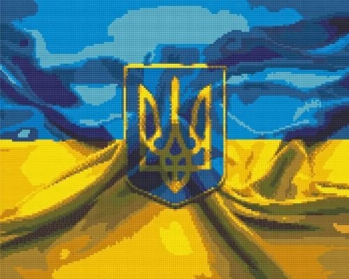Алмазна мозаїка/вишивка Український сюжет. Герб та прапор України 40*50 см Орігамі OD 3179
