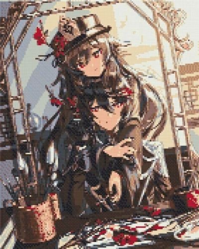 Алмазна мозаїка/вишивка Аніме. Геншин імпакт Ху Тао та Чжун Лі 40*50 см Орігамі OD 3281 dp-a