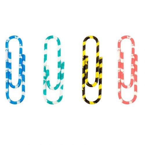 Скріпки кольорові смугасті, 28 мм, 100 шт, пласт. контейнер