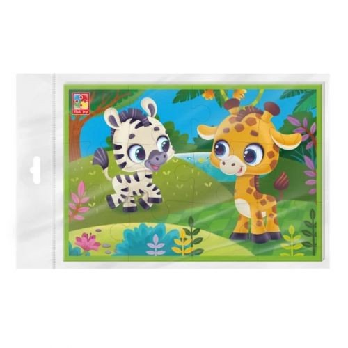 Гра розвиваюча Vladi Toys мʼякі пазли  А5. Зебра та жираф. VT1104-21 (укр)