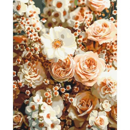 Картина за номерами Квіти. Ніжні троянди 40*50 см Орігамі LW 30510