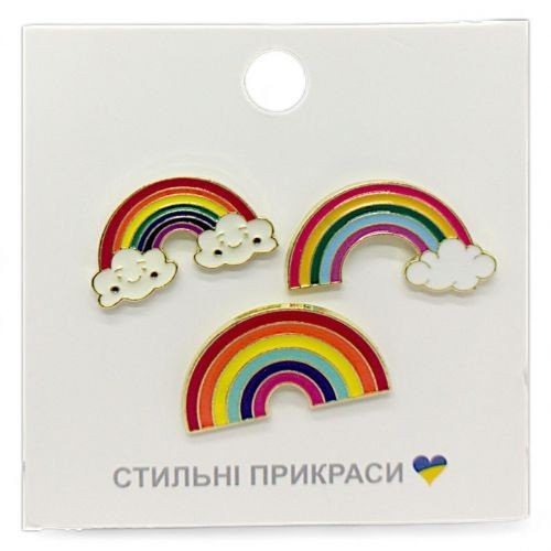 Металеві значки (піни) "Веселка", 3 штуки