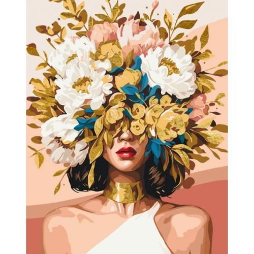 Картина за номерами "Ніжна дівчина у квітах" 40*50 см