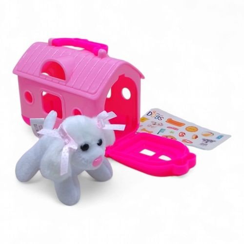 Мʼяка іграшка "Песик з переноскою" (рожева)