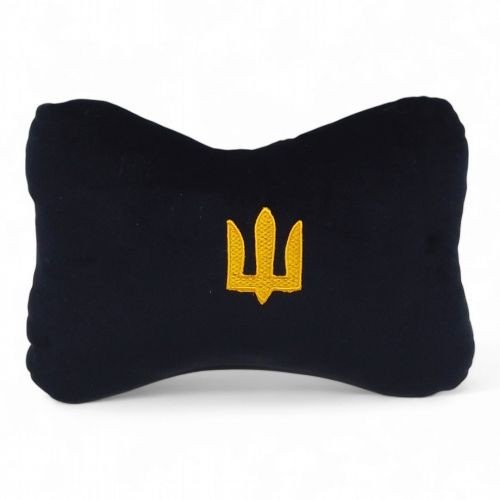 Подушка-підголівник з лого Тризуб 26 х 17 см чорний
