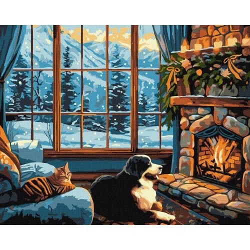 Картина за номерами "Тепло каміна", 40х50 см