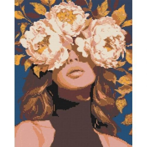 Алмазна мозаїка "Дівчина у ніжних квітах" 40х50 см
