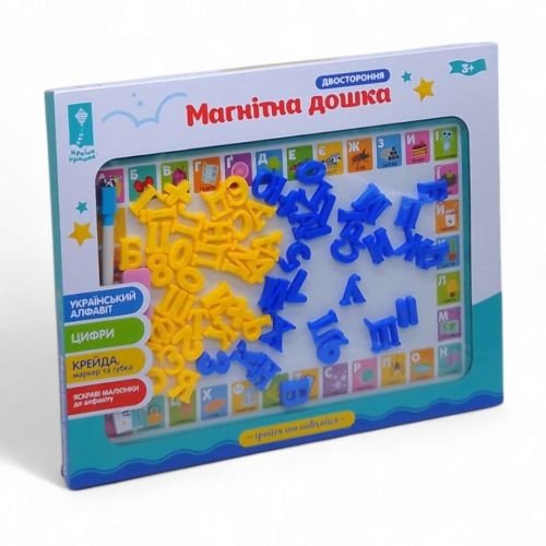 Доска 2-х стор PL-7061 укр магнит буквы+цифры, мелки, маркер,стиралка,в кор. 42,5*34,2*2,5 см