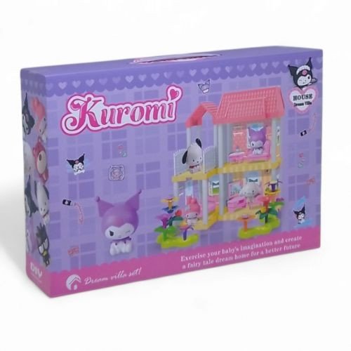 Будиночок аніме Куромі 1 герой, 72 елементи, підсвічування, висота 31см, два поверхи, ліжечко, стіл, парканчик, в коробці