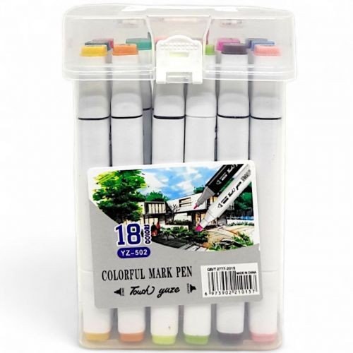 Набір скетч-маркерів (18 штук) у пластиковому боксі.