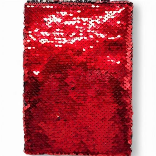 Блокнот у твердій обкладинці з паєтками (80 арк; формат А5) клітинка, червоний