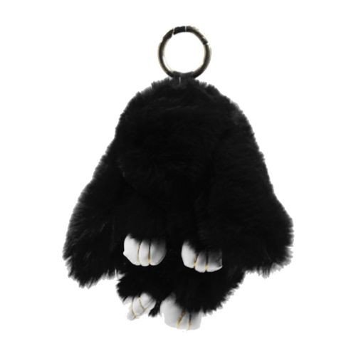 Хутряний брелок "Кролик", чорний (23 см)