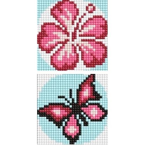 Набір з алмазною мозаїкою на самоклеючій основі "Рожевий колір" 9x9 см