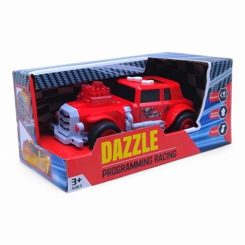 Машинка інтерактивна, підсвічування, звукові ефекти, режим демонстрації, прогумовані колеса, рухи вперед-назад (червона)