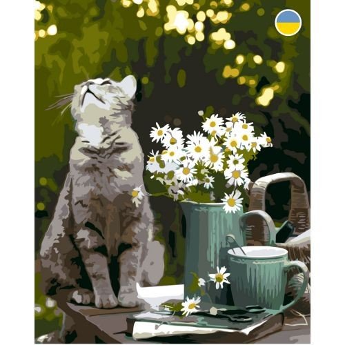 Картина по номерах "Сірий котик" 40x50 см