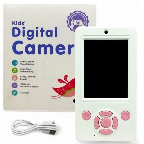 Фотоапарат дитячий (фронтальна камера, type-C, роз’єм для SD карти, фото, відео, диктофон, спалах, таймер, ігри) рожевий