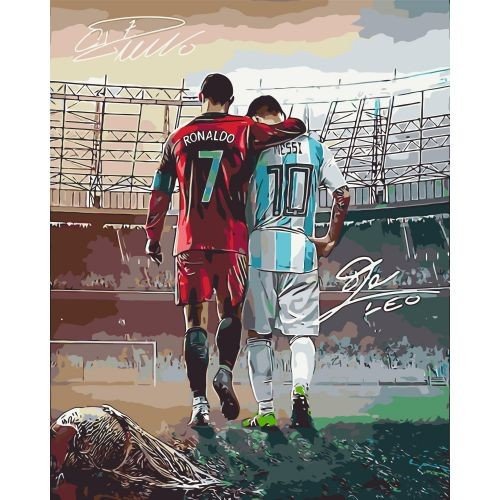 Картина за номерами "Футбол. Дві легенди: Роналду та Мессі" 40х50 см