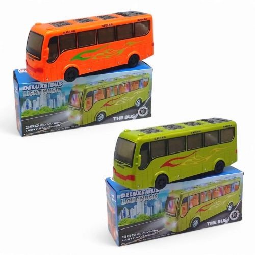Автобус музичний, 2 кольори мікс, звук,світло,короб. 30,5*9*12,5см.