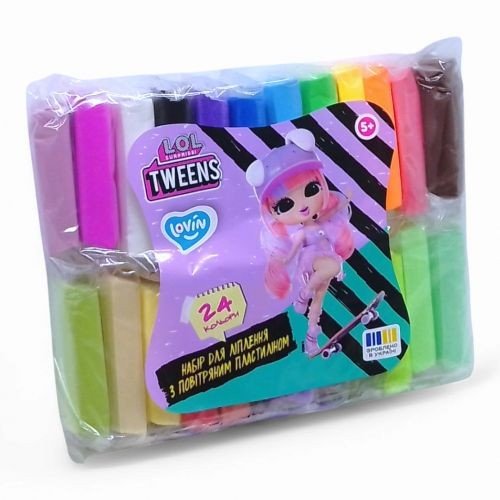 Набір для ліплення з повітряним пластиліном Lovin L.O.L. Surprise! Tweens, 24 кольори, класік