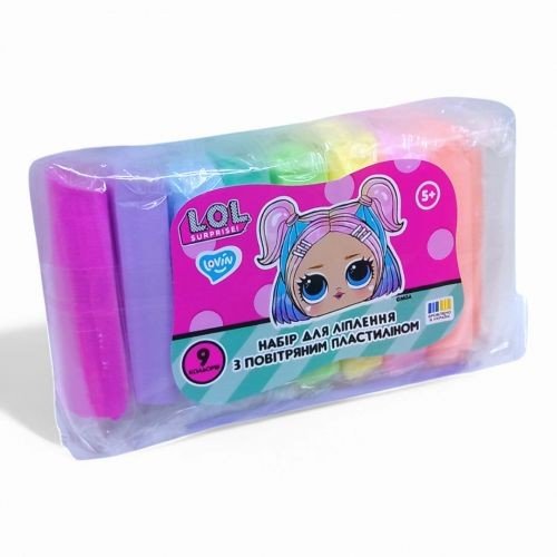 Набір для ліплення з повітряним пластиліном Lovin L.O.L. Surprise! 9 кольорів, пастель