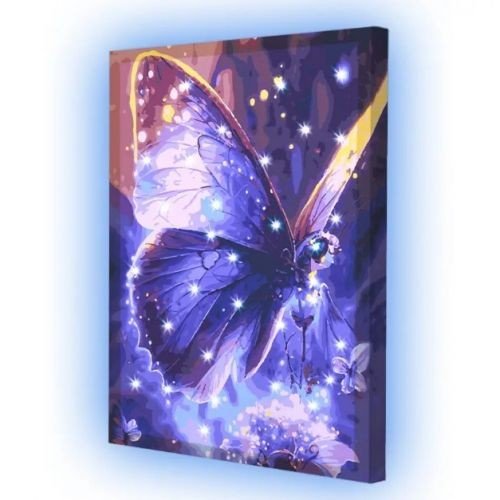 Картина за номерами з  гірляндою "Сяючі крильця" 40x50 см