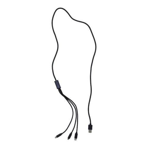 Кабель тканинний 3 в 1, MicroUSB, Type-C та Lightning(чорний)