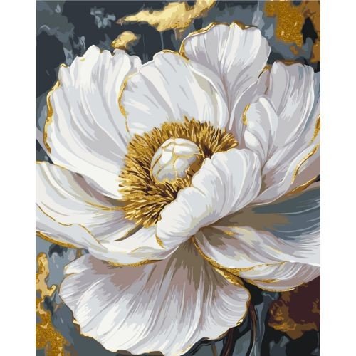 Картина за номерами з фарбами металік "Біла півонія" 40х50 см