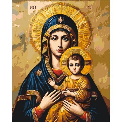 Картина за номерами з фарбами металік "Ікона Божа Матір" 40х50 см
