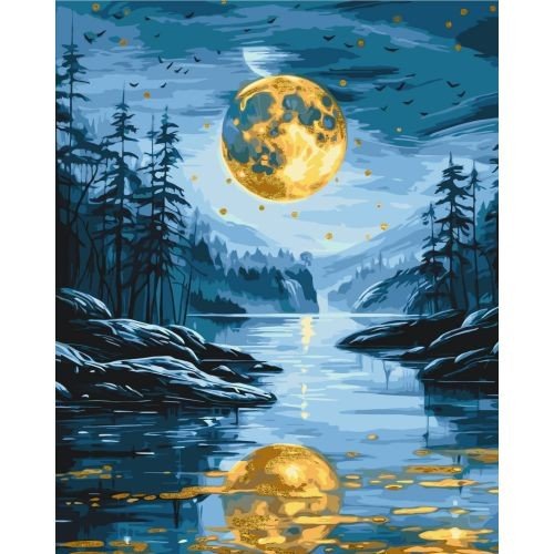 Картина за номерами з фарбами металік "Вечірній пейзаж" 40х50 см